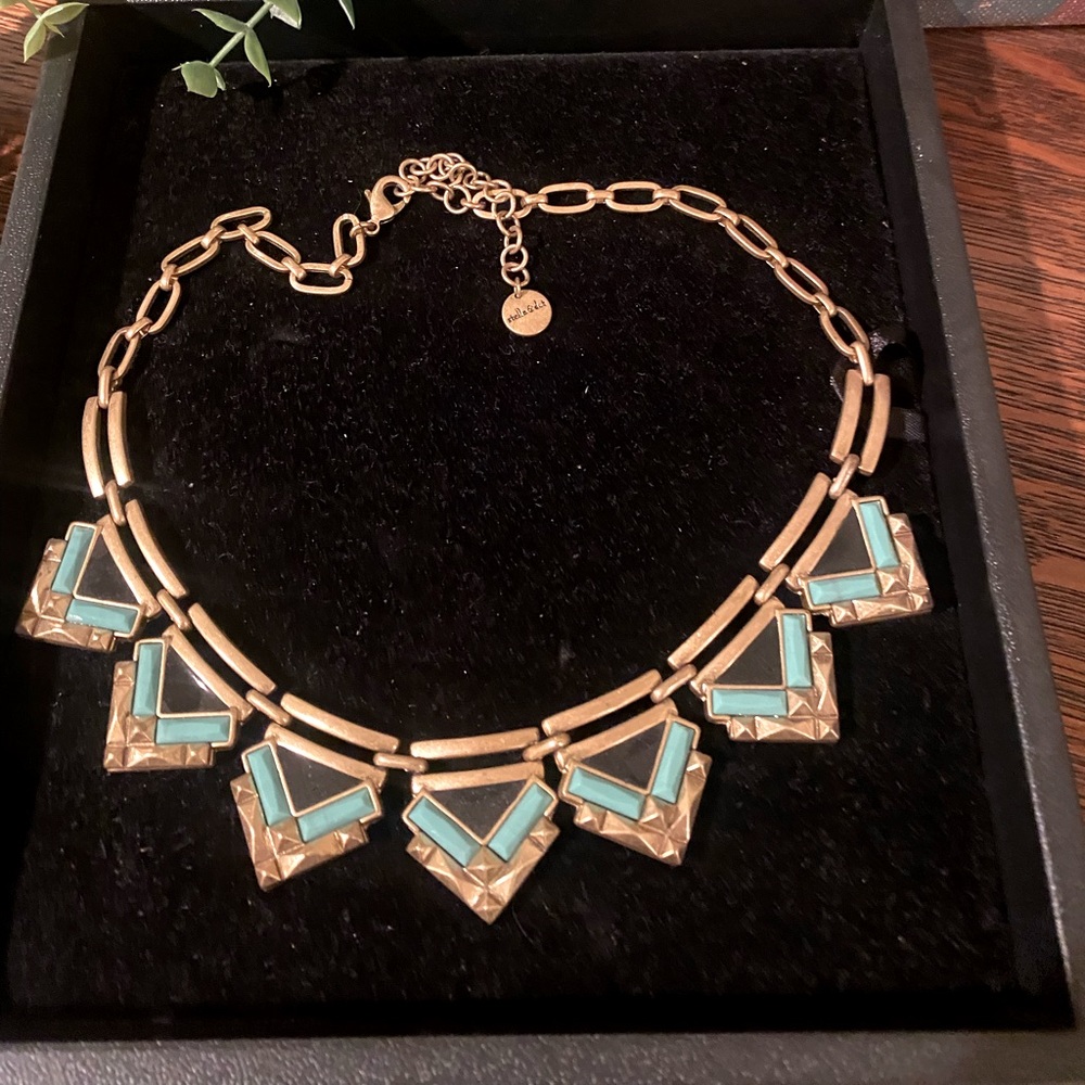Stella & Dot teal black statement necklace. EUC